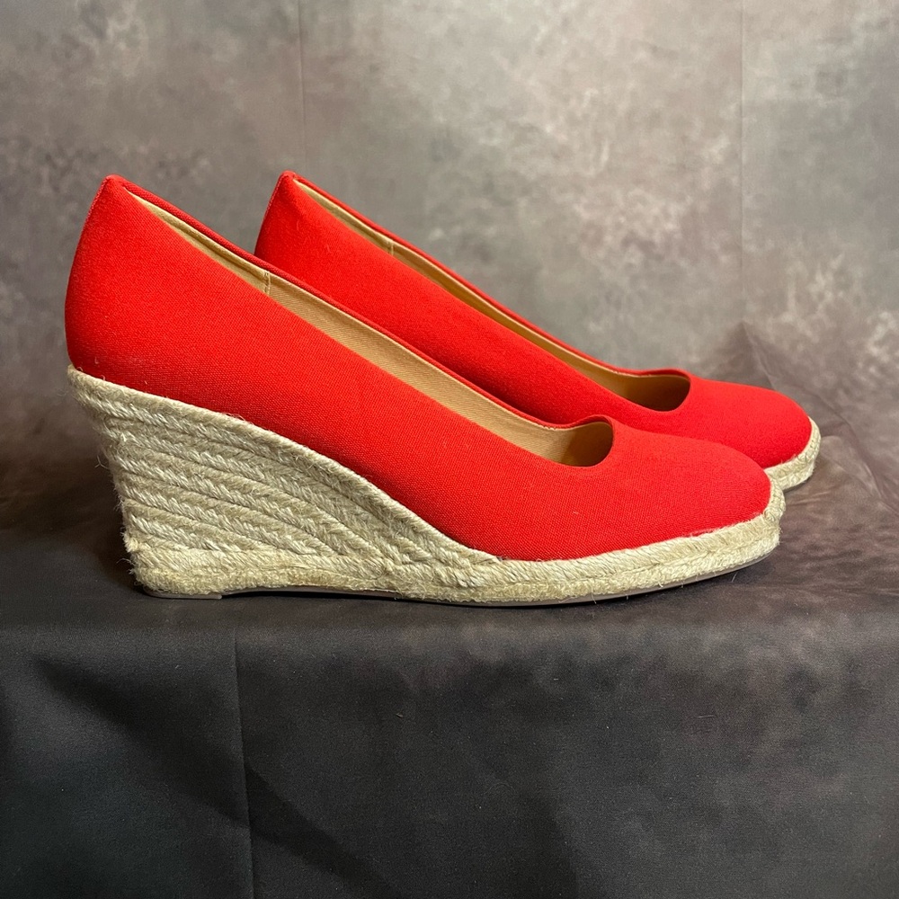 J. Crew Red Espadrille Wedge Shoes